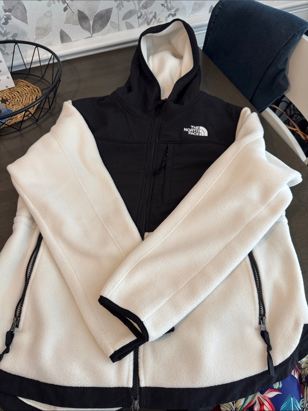 The North Face Black & White Hooded Fleece Jacket